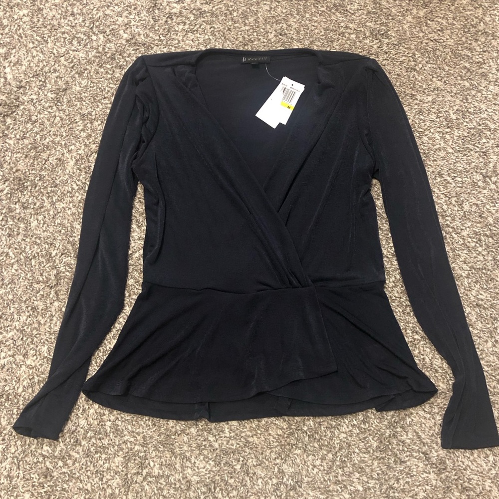 B Collection By Bobeau Black Lightweight Long Sleeve Blouse